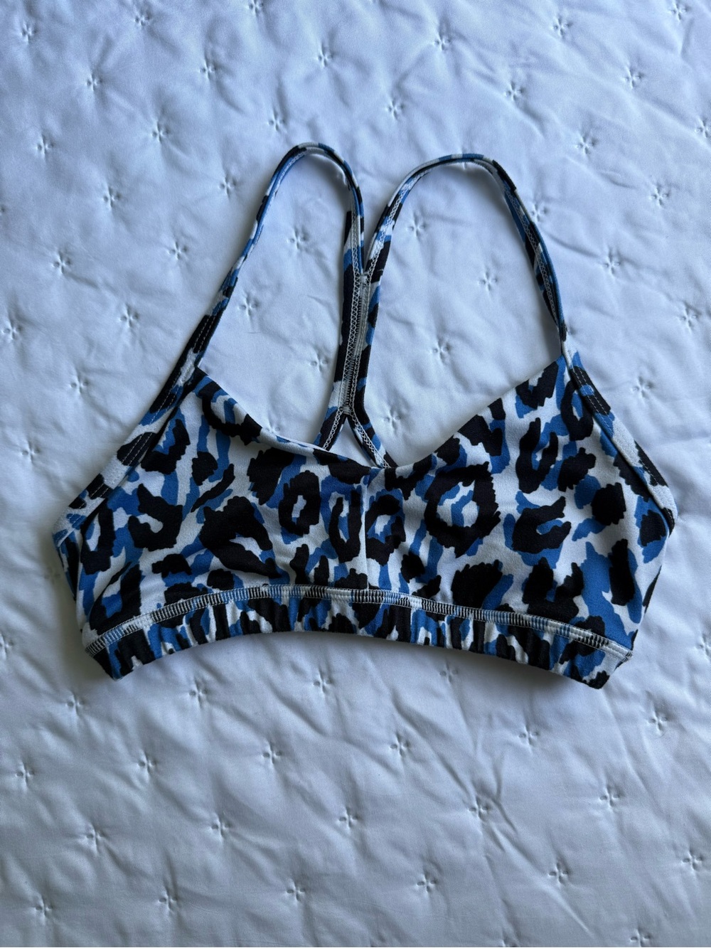 FLEO blue/black/white camo sport bra
